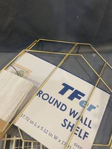 lot 20340 image: TFER ROUND WALL SHELF WITH WHITE WOOD
