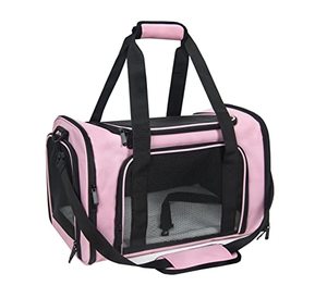 lot 20881 image: NextFri Soft Sided Carrier for Small Medium Cats Dogs ,Removable Pad Collapsible Travel Pet Carrier Large Pink