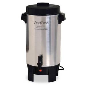 lot 20897 image: West Bend 58002 Highly Polished Aluminum Commercial Coffee Urn 42 Cup, Silver