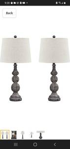 lot 20901 image: Signature Design by Ashley Mair Rustic Farmhouse Poly Table Lamp Set of 2, Gray