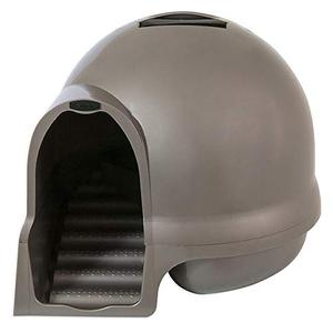 lot 20915 image: Petmate Booda Dome Clean Step Cat Litter Box, Brushed Nickel