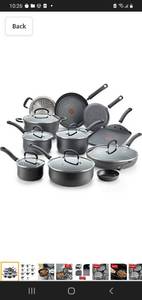 lot 20922 image: T-fal Ultimate Hard Anodized Nonstick 17 Piece Cookware Set, Black