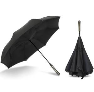 lot 24054 image: Inverted Double-Layer Umbrella Upside-Down Automatic - Windproof Inside Out Eco-friendly Reversible Standing Stick Rain Umbrella for Car (Auto Open And Manual Close Black