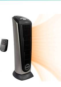 lot 24060 image: Lasko - Ceramic Tower Space Heater with Remote Control - BlackSilver
