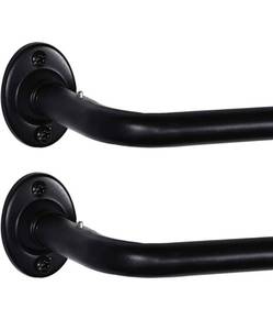 lot 24062 image: Wrap Curtain Rods 28 to 48 inch Single Curtain Rod Wrap Around Curtain Rods for Blackout Room Darkening Curtains, 28-48 Inch, Black, 2 Pack