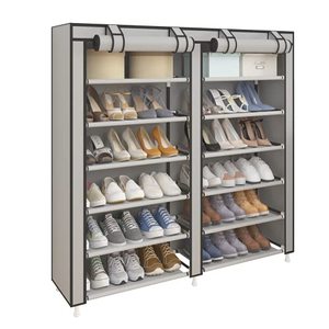 lot 24090 image: UDEAR Shoe Rack Portable Storage Free Standing Shoe Organizer with Non-Woven Fabric Cover Grey