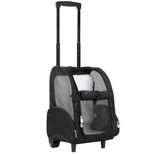lot 24094 image: Kopeks Black Deluxe Backpack Pet Travel Carrier with Double Wheels, 13 L X 12 W X 20 H, Medium