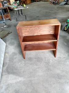 lot 13 image: 2 shelf hutch top that was being used as a bookshelf 33 and 12 in wide 12 in deep 36 in tall