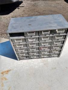 lot 43 image: 24 drawer cabinet and contents missing one drawer 12 and 12 in wide 6 in deep 10 and 12 in tall