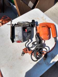 lot 47 image: two electric jigsaws plugged in come on no further testing done