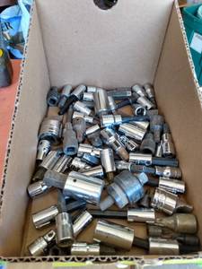lot 90 image: box of mixed specialty sockets 38 and 12 in companies include Williams Craftsman and others