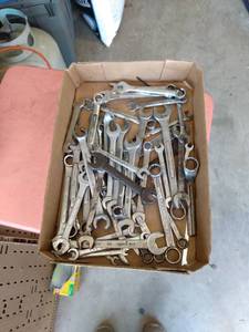 lot 97 image: flat full of mixed wrenches and companies