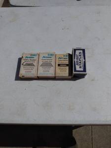 lot 158 image: 3 boxes of utility blades and one box of Staples