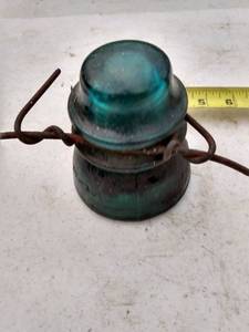 lot 268 image: vintage green insulator made in USA