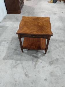 lot 298 image: Drexel living room side table with drawer 26-in square 25 inches tall