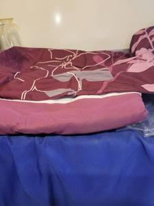 lot 1153 image: Queen size bed skirt and shames