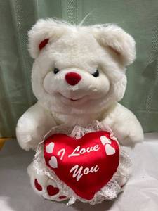 lot 7993 image: 18 inch setting plush bear (I love mom)