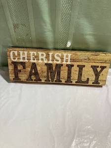 lot 9802 image: Lighted wooden plaque 13 x 4 14