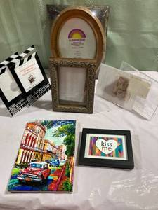 lot 9831 image: Assorted picture frames plus painted picture