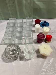 lot 9834 image: Assorted candles and holders
