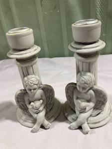 lot 9847 image: angel candle holders 5�� high