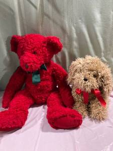 lot 9913 image: Red bear 23 inches long other stands 10 12 ��
