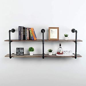 lot 3480 image: MBQQ Industrial Retro Pipe Shelf 2-Tier Rustic Floating Shelf