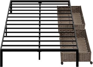 lot 3475 image: Rolanstar Bed Frame w Storage Bins (Queen Size)