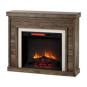 lot 9391 image: Home Decorators Collection Grafton Travertine Surround Electric Fireplace