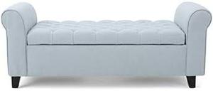 lot 9438 image: Keiko Light Fabric Armed Storage Bench