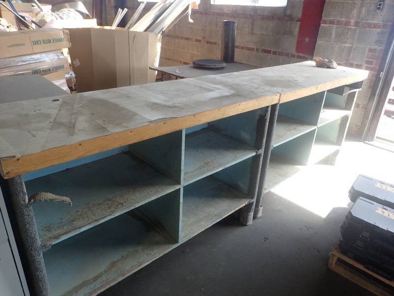 lot 2626 image: (2) Custom Made Work Tables w Under Storage