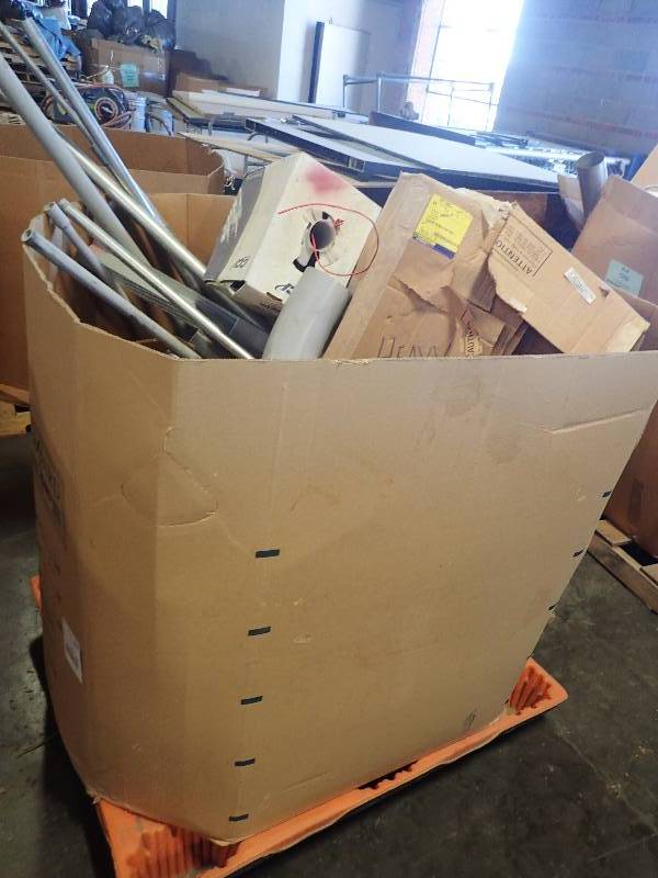 lot 676 image: Large Pallet of Tubing, FA Cable, Lighting Fixtures, and more.