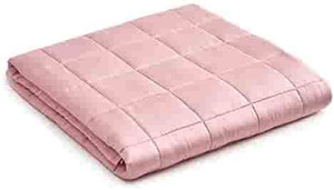 lot 13454 image: YnM Bamboo Weighted Blanket �� 100% Cooling Bamboo Viscose Oeko-Tex Certified Material with Premium Glass Beads (Pink, 60x80 15lbs), Suit for One Person(140lb) Use on QueenKing Bed