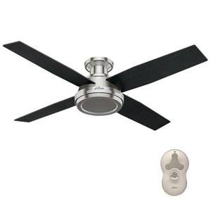 lot 13459 image: Hunter 52 Dempsey Brushed Nickel Ceiling Fan with Remote