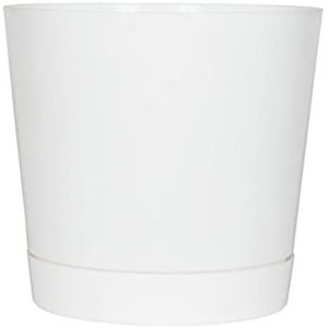 lot 13465 image: Novelty 9.8 in. H x 10 in. Dia. Plastic Full Depth Flower Pot White