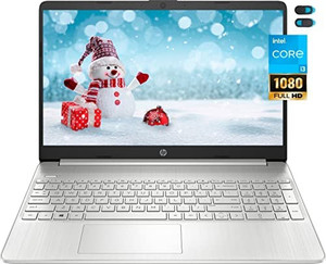 lot 13475 image: 2022 HP 15 Laptop, 15.6 Full HD 1080P Business Laptop, 11th Gen Intel Dual-Core i3-1115G4 Processor, 8GB RAM, 256GB SSD Storage, Windows 10 S, Lightweight Design, YSC Accesory (Natural Silver) (lines on bottom half screen SOLD AS IS view photos)