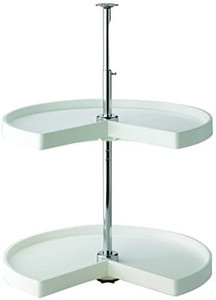 lot 13491 image: Knape & Vogt PKN24ST-W Kidney Shaped Polymer Lazy Susan, 31.5 x 24 x 24-Inch,White