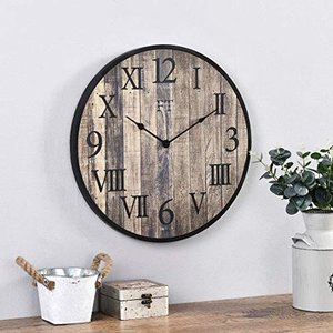 lot 13765 image: FirsTime & Co. Rustic Barnside Wall Clock, American Crafted, Dark Wood Slat, 20 x 1 x 20 ,