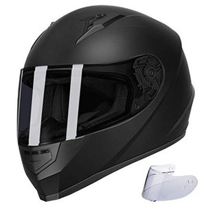 lot 13766 image: GLX Unisex-Adult GX11 Compact Lightweight Full Face Motorcycle Street Bike Helmet with Extra Tinted Visor DOT Approved (Matte Black, Medium)