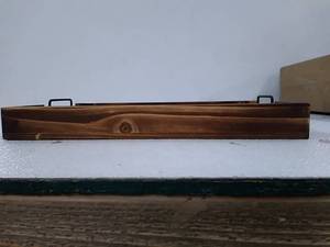 lot 13769 image: Burnt grain tray with black handles