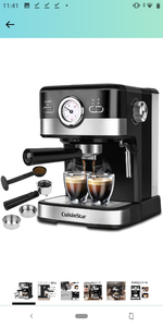 lot 13797 image: CuisinStar Espresso Machine 15 Bar, Espresso Coffee Machine with Milk Frother Wand, 1100W Fast Heating Coffee Maker with 1.5L Removable Water Tank For Espresso Cappuccino Latte