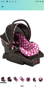 lot 13815 image: Disney Baby Minnie Mouse Light n Comfy 22 Luxe Infant Car Seat (Dot)