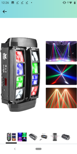 lot 13823 image: Dj Lights Led Moving Beam Light, 8x3W RGBW LED Beam Spider Light, Use for Disco, Ballroom, KTV, Bar , Club, Party, Wedding Heart to save an item to your default list