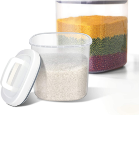 lot 13825 image: TBMax Airtight Bulk Food Storage Container - 10 Lbs  20 Lbs Rice Storage Bin with Measuring Cup, Cereal Container for Flour, Dry Food, Kitchen Pantry Organization