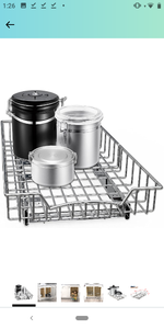 lot 13827 image: SimpleHouseware Pull Out Cabinet Shelf Organizer