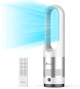 lot 14170 image: Tower Fan, ZICOOLER 22 Oscillating Bladeless Fans with Remote, Quiet Cooling, 8 Speeds, 8H Timer, LED Display with Auto Off, Easy Clean, Portable Floor Fan for Home, Bedroom ,Living Room, Office ORIGINAL PRICE $129.89