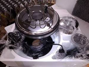 lot 14171 image: GIVENEU Electric BBQ Grill Pot Sets, 1500W Fondue Pots with 8 Forks and Electric Raclette BBQ Grill, Dual Adjustable Thermostats, Perfect for 8 People