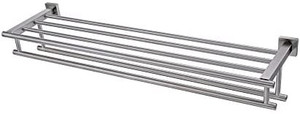 lot 14494 image: KES Large Towel Rack, Towel Shelf with Two Bar (30 Inch Stainless Steel) Shower Organizer Modern Square Style Wall Mount Brushed Finish, A2112S75-2