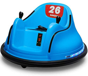 lot 14501 image: Kidzone DIY Sticker Race Car 6V Kids Toy Electric Ride On Bumper Car Vehicle with Remote Control, LED Lights & 360 Degree Spin, 2 Driving Modes, ASTM Certified - Blue