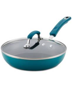 lot 14521 image: Rachael Ray Aluminum Nonstick 11 Stir Fry Pa nw Glass Lid gray